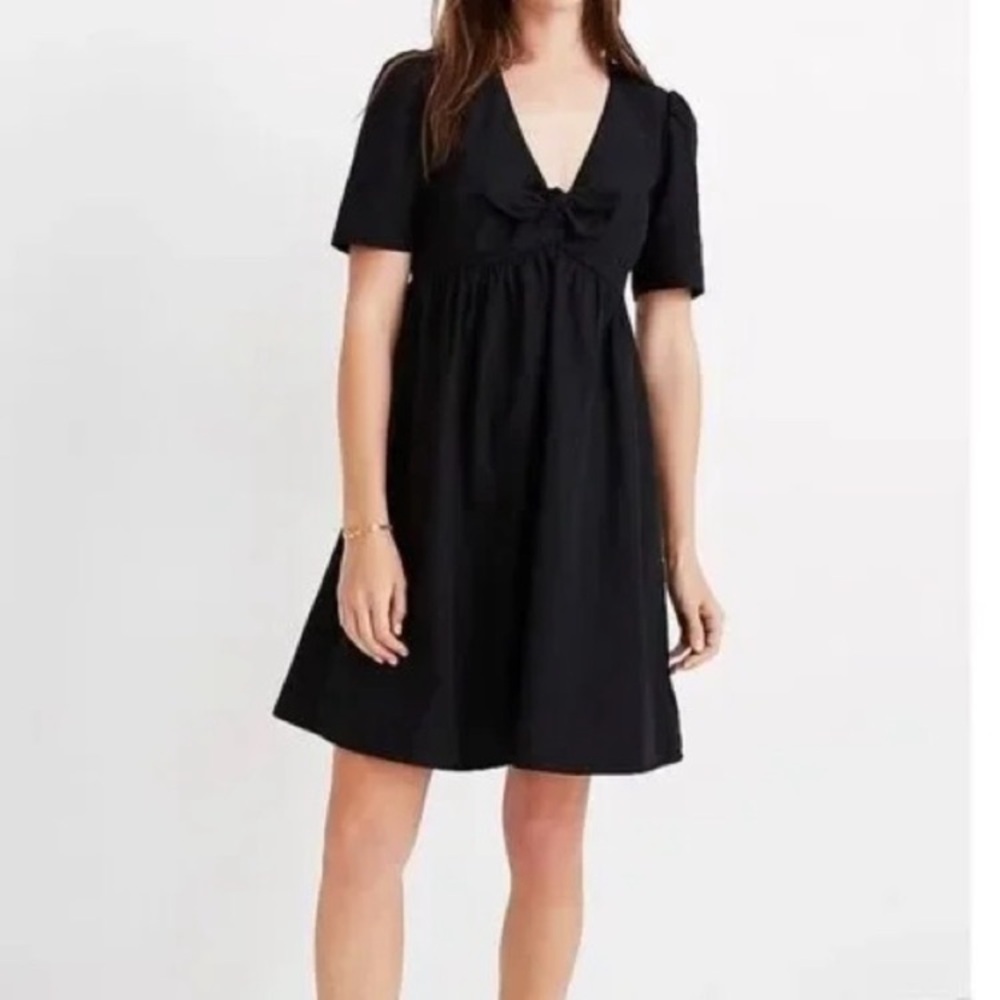 Madewell Tie-Front Dress Black 2